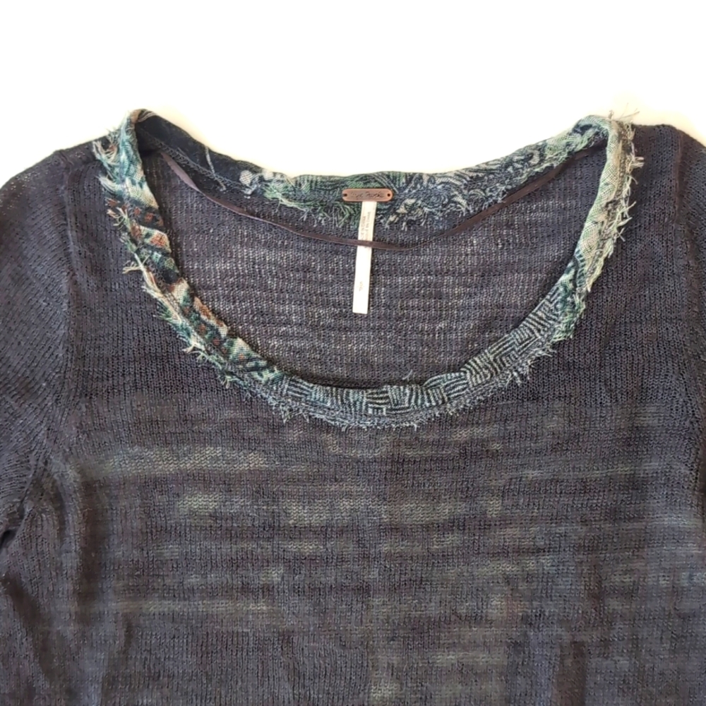 Free People Women's Long Sleeve Top Small Patite Gray